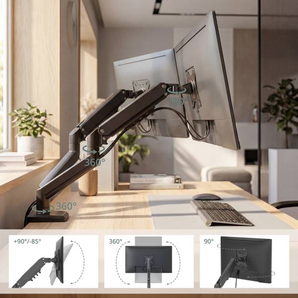 Monitorhalterung Ergomount GF2 Schwarz - Aluminium - 101 x 410 x 4 cm