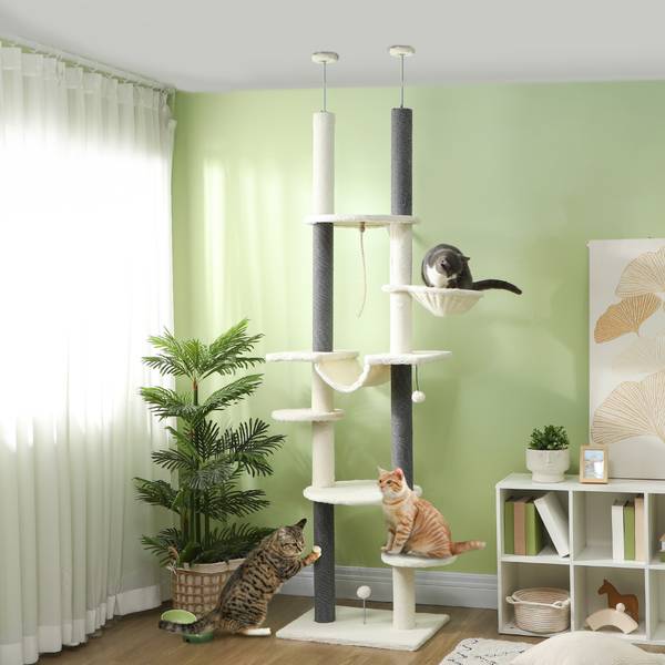 Kratzbaum D30-843V00CW Weiß - Holzwerkstoff - 44 x 255 x 60 cm