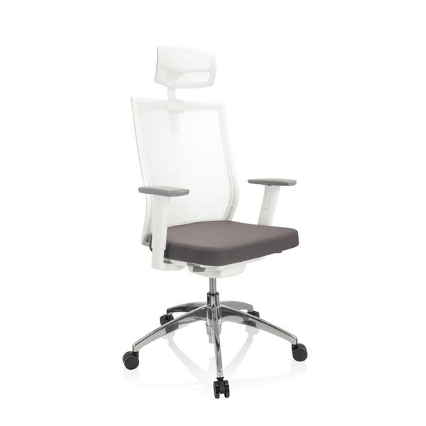 Bürostuhl ASPEN WHITE PRO Grau - Polyester - 55 x 122 x 63 cm