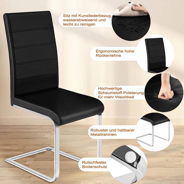 Schwingstuhl Zakaria (2er Set) Schwarz