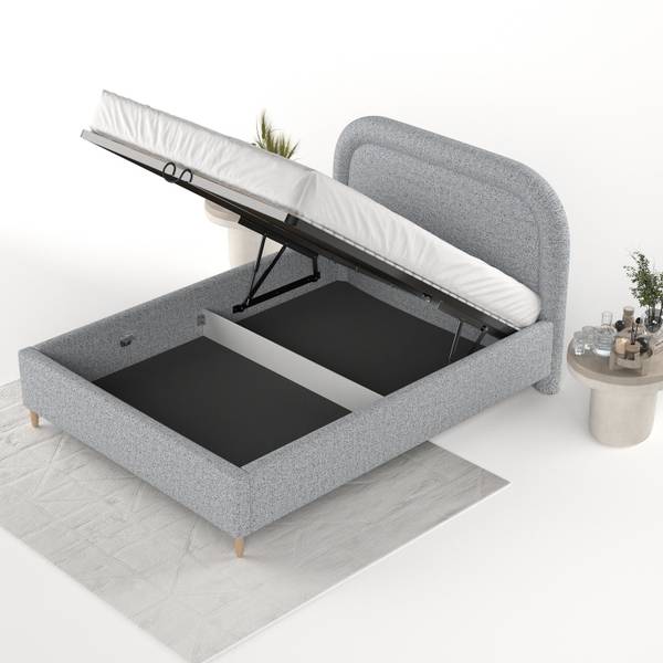 Polsterbett ZOYA mit Stauraum Stoff Riva Grau - Liegefläche Breite: 180 cm