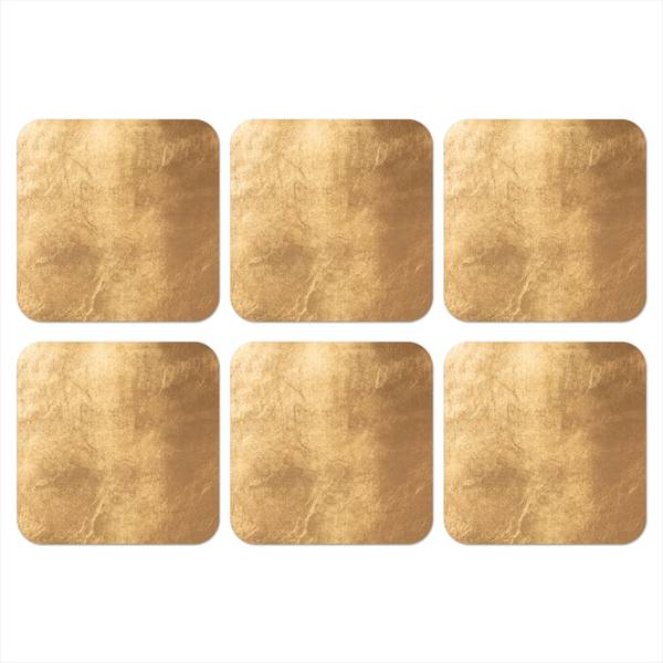 GLASUNTERSETZER Blatt-Textur 6er-Set Gold - Kork - 10 x 1 x 10 cm