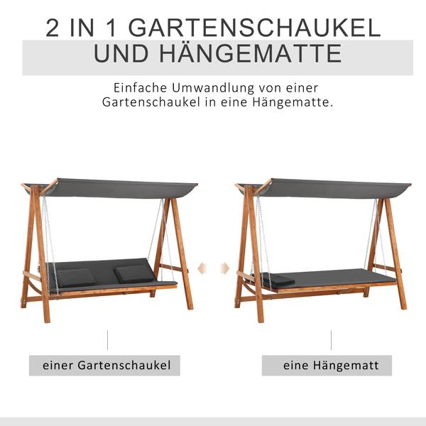 Hollywoodschaukel 84A-239 Massivholz - 130 x 180 x 226 cm