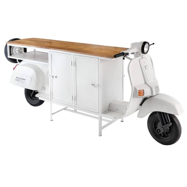 Barschrank SCOOTER Braun - Weiß - Mango - Eisen - 250 x 105 x 66 cm