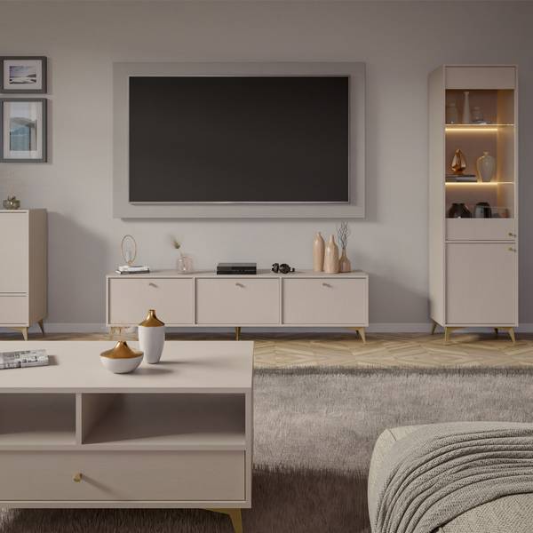 TV-Lowboard FLOREN I grijs - plaatmateriaal op houtbasis - 121 x 49 x 41 cm