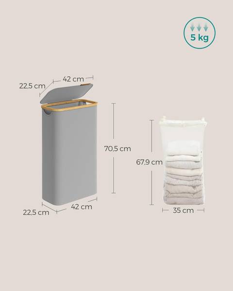 Wäschekorb 100759 Grau - Kunststoff - 43 x 23 x 5 cm