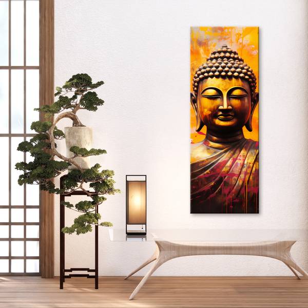 Tableau déco bouddha sur fond abstrait 50 x 150 cm
