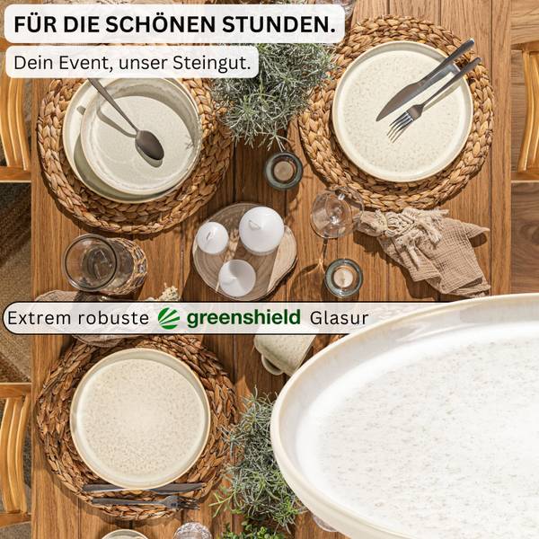 Dessertteller Set Key West - 6 teilig Beige - Stein - 21 x 1 x 21 cm