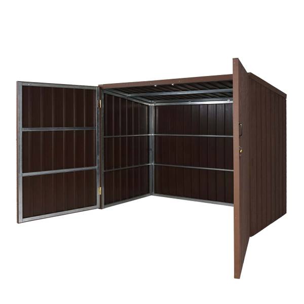 Fietsgarage J29 (2 stuks) bruin - metaal - deels massief hout - 213 x 172 x 112 cm