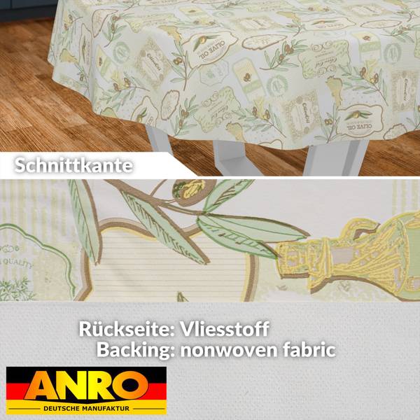 Wachstuchtischdecke Landhaus Oliven 120 x 120 cm