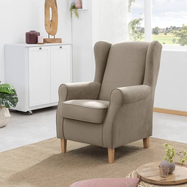 Lorris Ohrenbackensessel, hellbraun Braun - Polyester - 77 x 103 x 86 cm