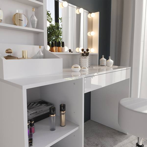 Coiffeuse Sherry 57583 Blanc - Bois manufacturé - 120 x 76 x 51 cm
