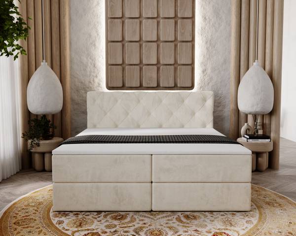Boxspringbett NAPOLI Beige - Breite: 165 cm - Liegefläche Breite: 160 cm