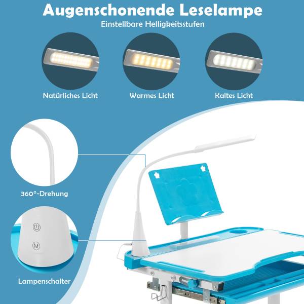 Kinderschreibtisch 62435980 4er Set Blau - Holzwerkstoff - 1 x 1 x 1 cm
