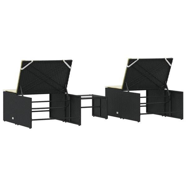 Sonnenliege 3033813 (2er Set) Schwarz