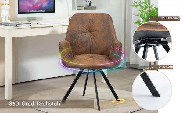 Bürostuhl CALF 2er-Set Braun - Textil - 60 x 83 x 60 cm