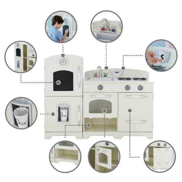 Kinder spielen Küche TD-11413W Weiß - Massivholz - 32 x 80 x 103 cm