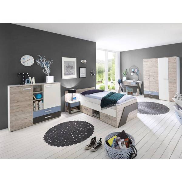 Nachttisch LEEDS-10-65 Grau - Holzwerkstoff - 34 x 70 x 39 cm