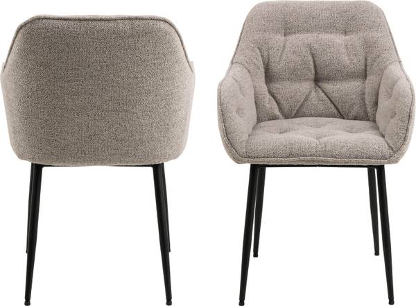 Chaise de salle à manger Brooke lot de 2 Beige - Métal - 58 x 83 x 55 cm