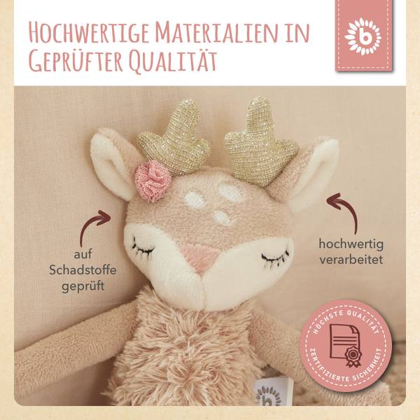 Greifling  mit Rassel Reh  - ab Geburt Beige - Textil - 6 x 4 x 22 cm