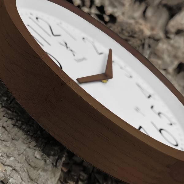 Funk-Wanduhr KRONBERG Braun - Weiß - Glas - Metall - Massivholz - 30 x 30 x 4 cm