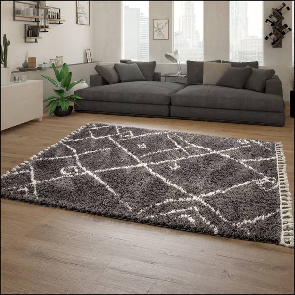 Hochflor-Teppich Orebro 171 Grau - Textil - 140 x 200 cm