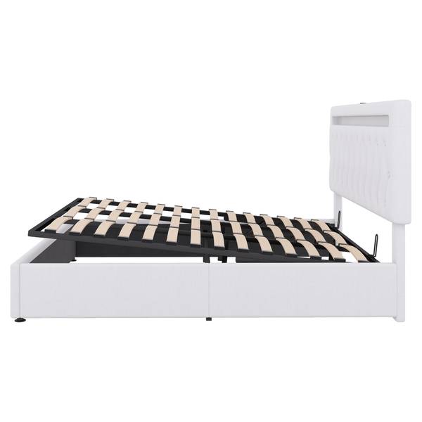 Polsterbett mit LED O1429 Weiß