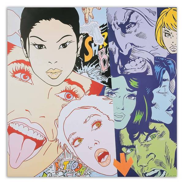 Tableau déco visages de bande dessinée 40 x 40 cm