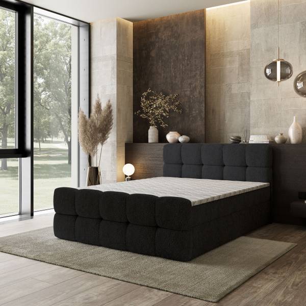 Boxspringbett BRUME Q Schwarz - Liegefläche Breite: 140 cm
