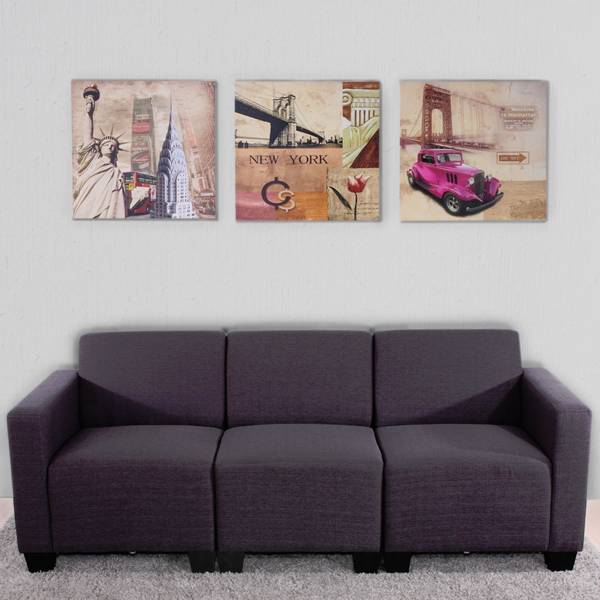 Tableau sur toile H376 New York (3 pcs) Polyester - Épicéa - 150 x 50 x 2 cm