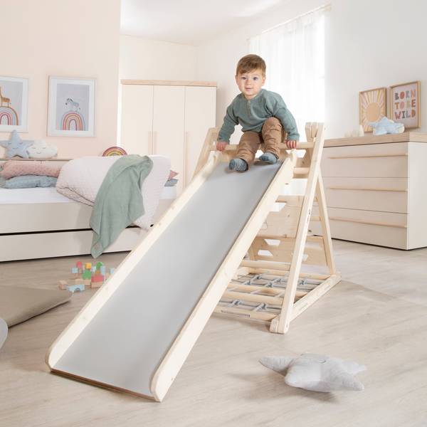Rutschbrett Montessori Beige - Massivholz - 42 x 10 x 125 cm
