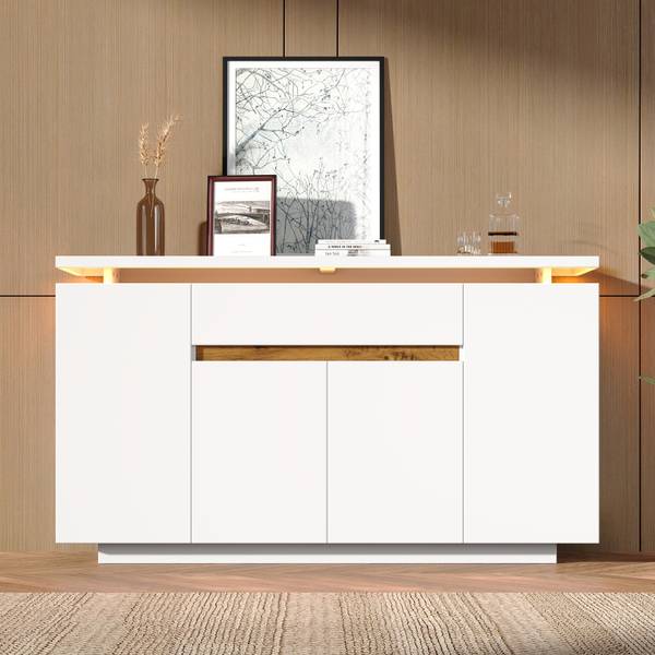 Sideboard GLOWLucy Ⅲ Weiß - Holzwerkstoff - 40 x 80 x 140 cm