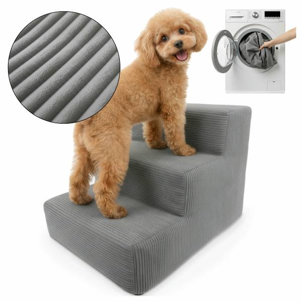 Hundetreppe Cord Grau