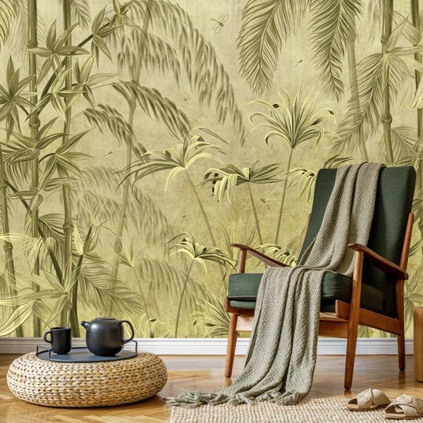 Vlies-Fotobehang PLANTEN Exotisch Beton groen - 360 x 240 x 240 cm