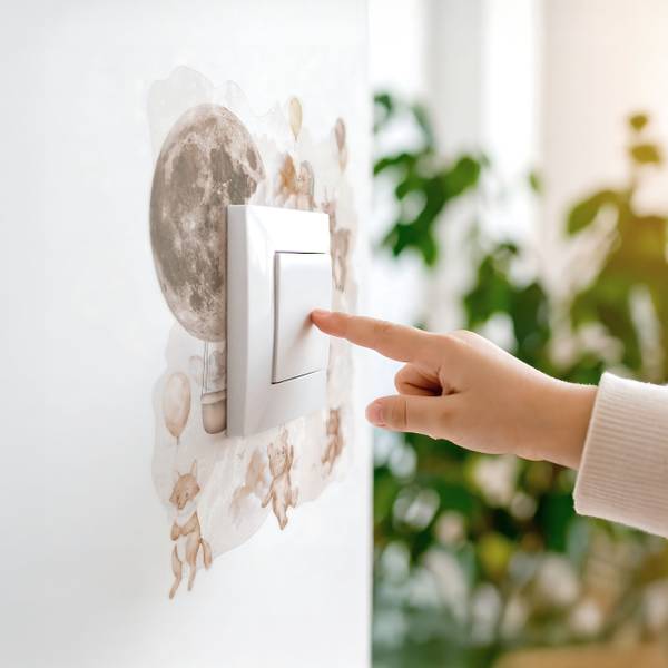 Lichtschalter-Sticker Waldtiere Beige - Grau - PVC - 20 x 20 x 20 cm