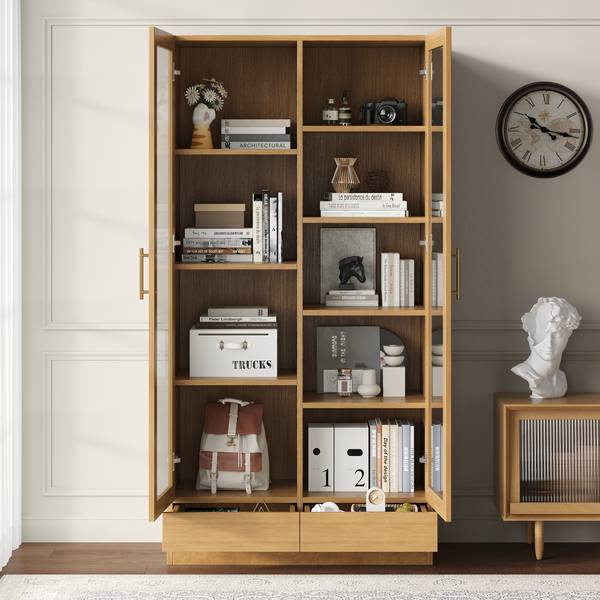 Standvitrine SHEFWoody Ⅵ Braun - Holzwerkstoff - 40 x 160 x 80 cm