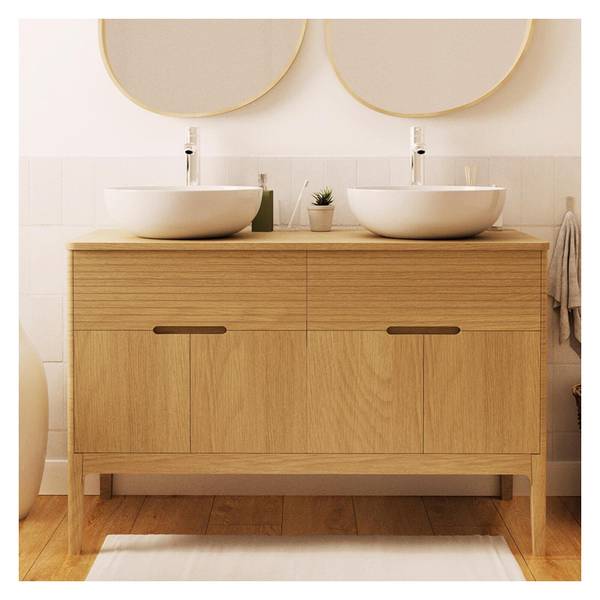 Badmöbel-Set SKINO 2-teilig Braun - Holzwerkstoff - 120 x 78 x 50 cm
