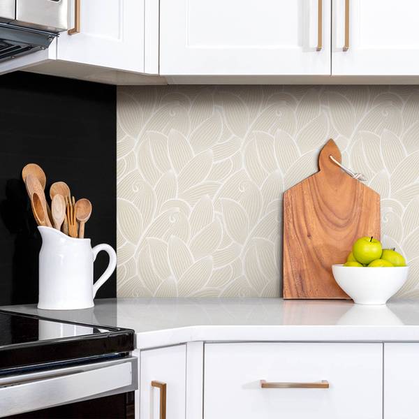 Selbstklebendes Wandpaneel Blätter Braun - Polyester PVC - 100 x 50 x 0 cm