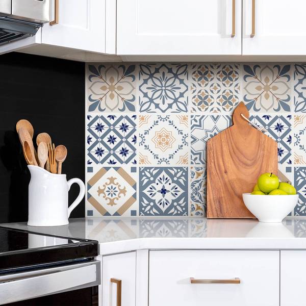 Zelfklevend Wandpaneel Mozaik blauw - polyester-PVC - 100 x 50 x 1 cm