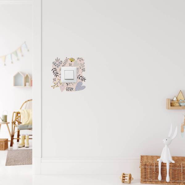 Lichtschalter-Sticker Pflanzen Schwarz - Pink - Violett - PVC - 20 x 20 x 20 cm