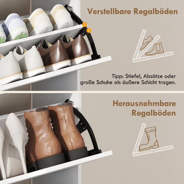 Schuhschrank 837-743V90WT Weiß - Holzwerkstoff - 25 x 92 x 89 cm