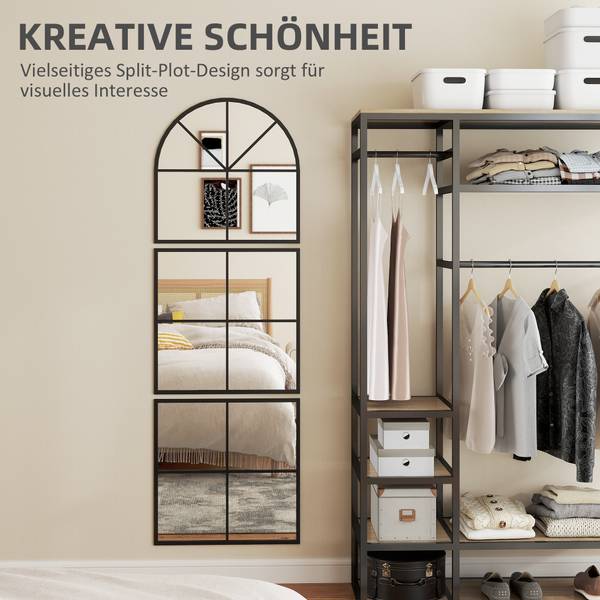 Wandspiegel 83C-009V00BK Schwarz - Glas - 2 x 180 x 60 cm