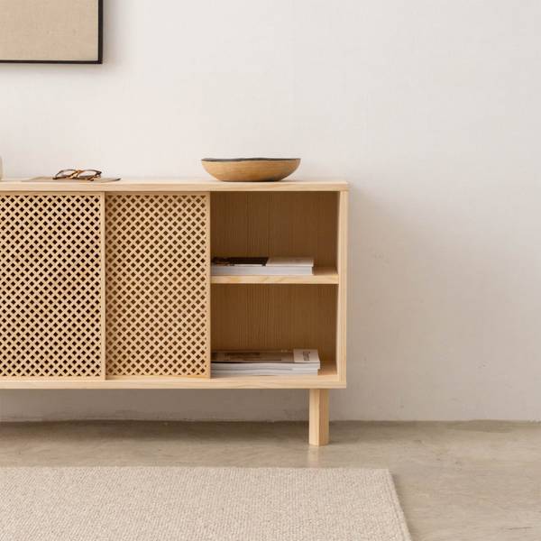 Sideboard Granadella 2 Türen Unlackiert Braun - Kiefer - 120 x 65 x 35 cm