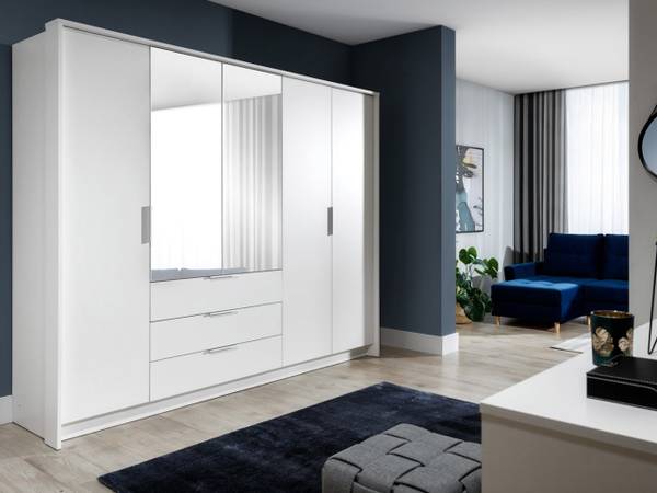 Kleiderschrank Togo Weiß - Holzwerkstoff - 255 x 217 x 65 cm