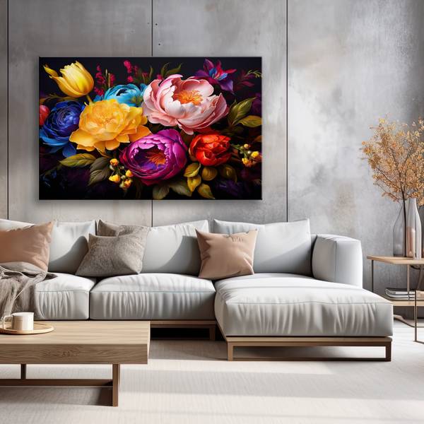 Wandbild pfingstrosen und tulpen 100 x 70 cm