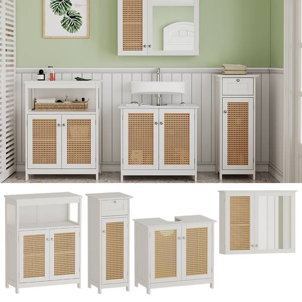 Badmöbel-Set Rosario 40456 4er Set Weiß - Holzwerkstoff - 60 x 58 x 35 cm