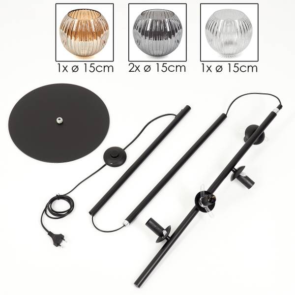 Stehlampe Cesaro Grau - Gelb - Metall - 17 x 33 x 69 cm