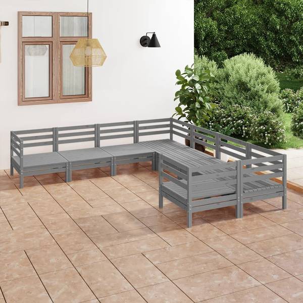 Garten-Lounge-Set 3010598 (8-teilig) Grau - Kiefer - 64 x 63 x 64 cm