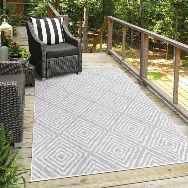 Outdoor-Teppich Sunset Grau - Textil - 240 x 1 x 340 cm