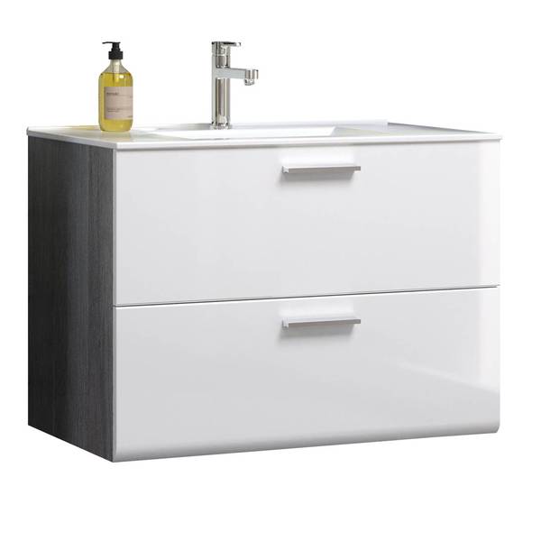 Waschbeckenunterschrank Riva Weiß - Holz teilmassiv - 82 x 59 x 47 cm
